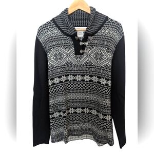 OBERMEYER Women's Fairisle Nordic Ski Sweater Large Black & White